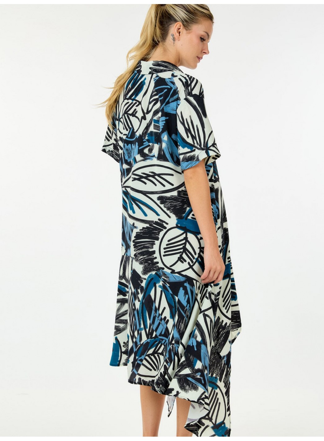 WOMEN'S SHORT SLEEVE BUTTON UP LOOSE FIT MINI DRESS WOMEN'S SHORT SLEEVE BUTTON UP LOOSE FIT MINI DRESS