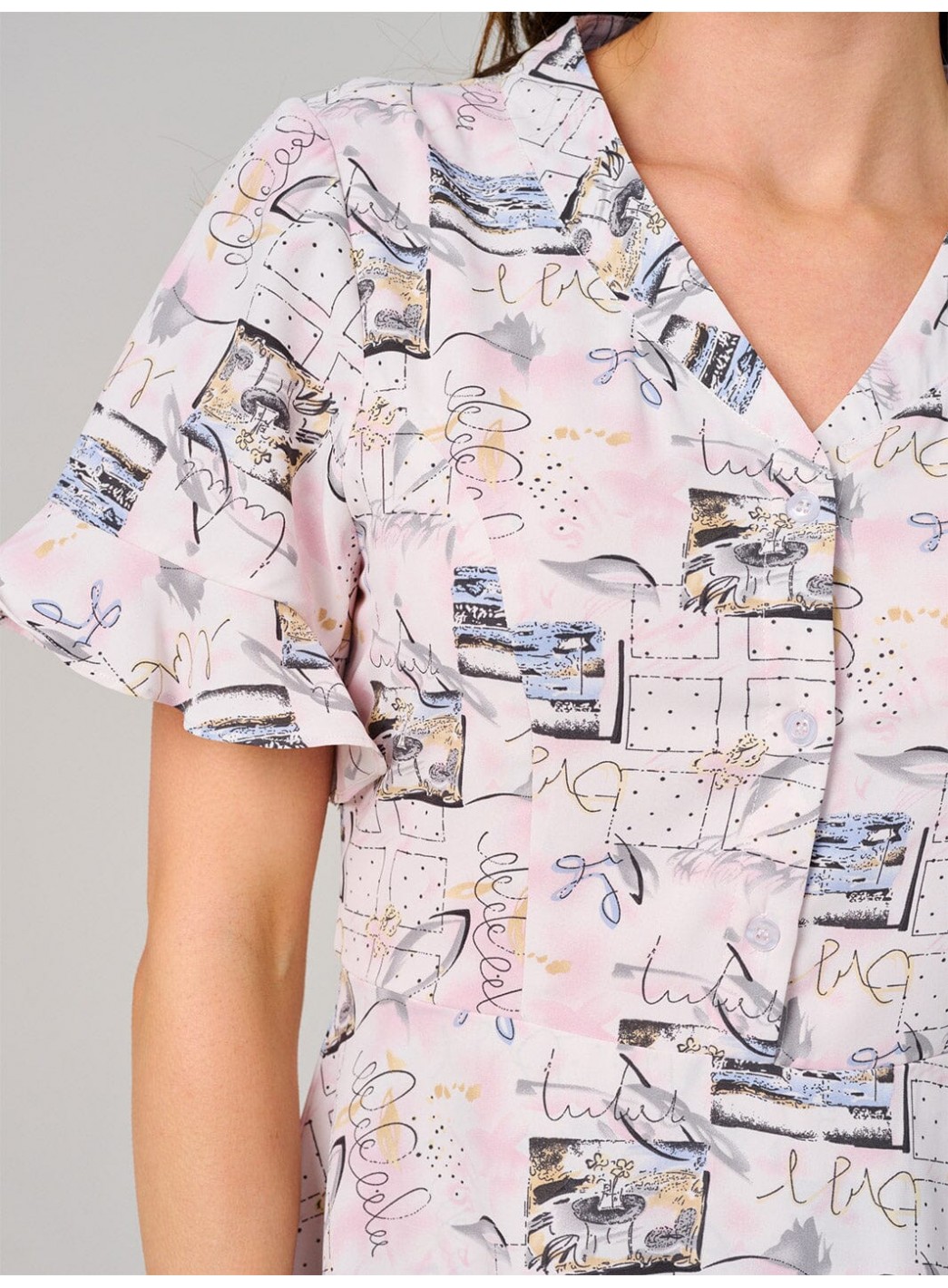 WOMEN'S SHORT SLEEVE BUTTON UP MULTI PRINT MINI DRESS WOMEN'S SHORT SLEEVE BUTTON UP MULTI PRINT MINI DRESS