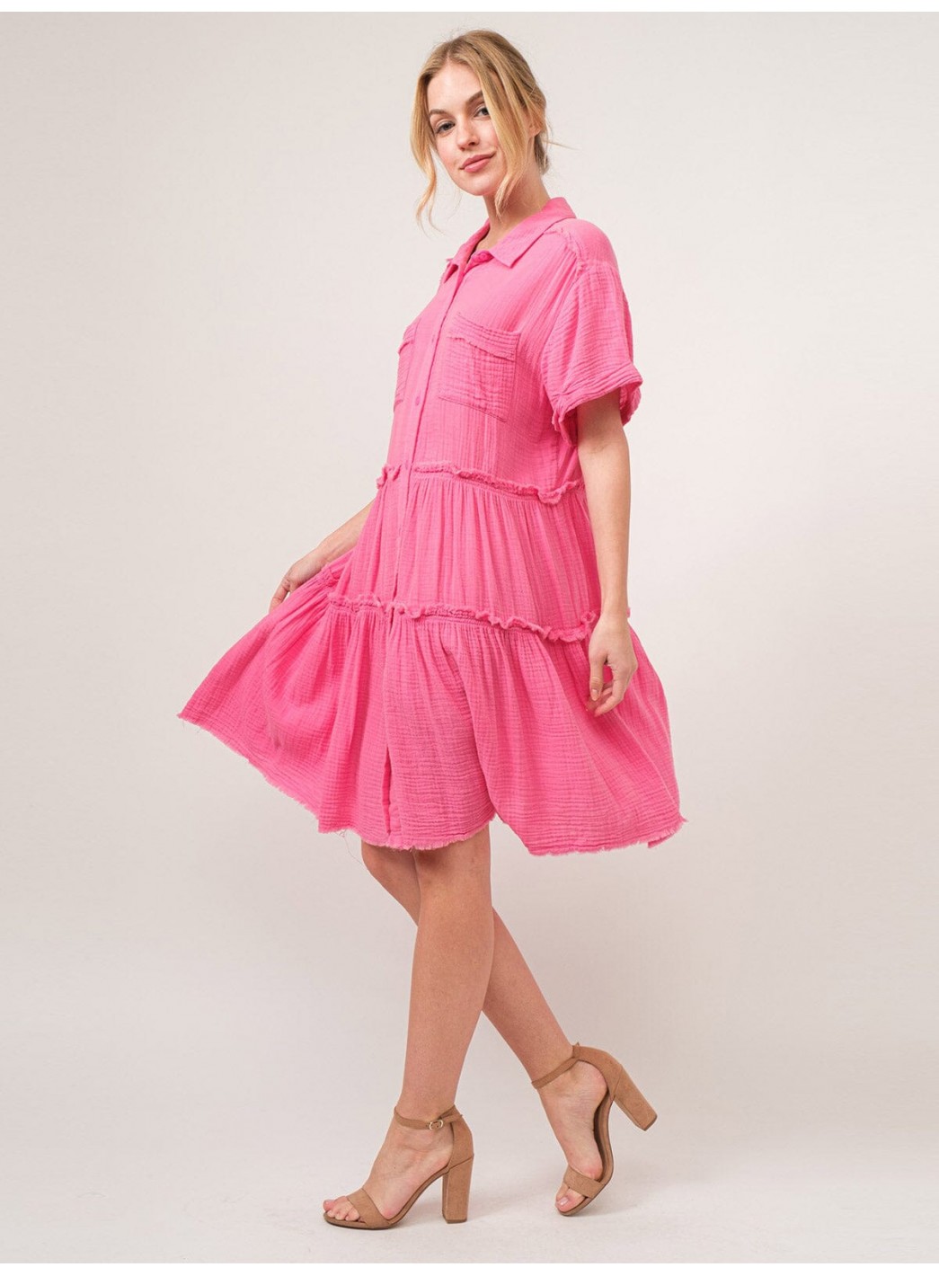 WOMEN'S SHORT SLEEVE BUTTON CLOSURE TIER... WOMEN'S SHORT SLEEVE BUTTON CLOSURE TIER...