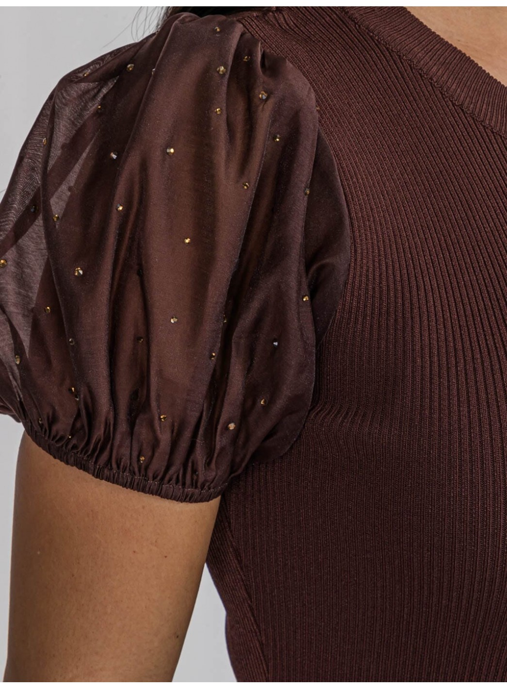 WOMEN'S SHORT PUFF SLEEVE BODYCON RIBBED MINI DRESS WOMEN'S SHORT PUFF SLEEVE BODYCON RIBBED MINI DRESS