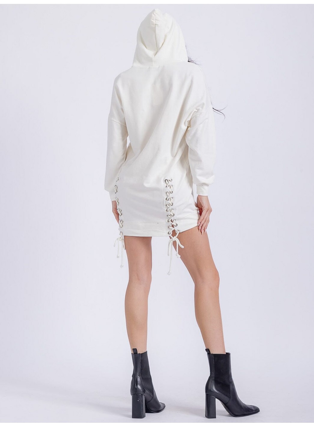 WOMEN'S LONG SLEEVE FRONT POCKETS WASHED HOODED GRAPHIC SWEATER MINI DRESS WOMEN'S LONG SLEEVE FRONT POCKETS WASHED HOODED GRAPHIC SWEATER MINI DRESS