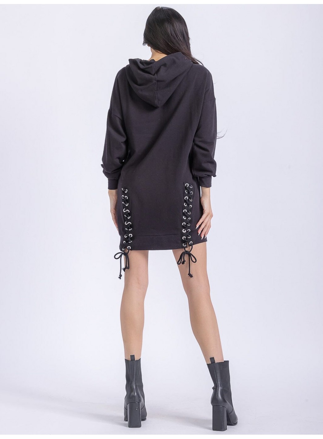 WOMEN'S LONG SLEEVE FRONT POCKETS WASHED HOODED GRAPHIC SWEATER MINI DRESS WOMEN'S LONG SLEEVE FRONT POCKETS WASHED HOODED GRAPHIC SWEATER MINI DRESS