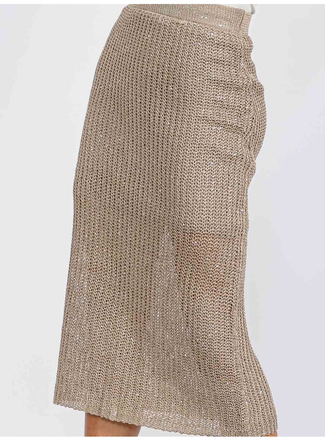 WOMEN'S ELASTIC WAIST SHIMMER KNIT MIDI SKIRT WOMEN'S ELASTIC WAIST SHIMMER KNIT MIDI SKIRT