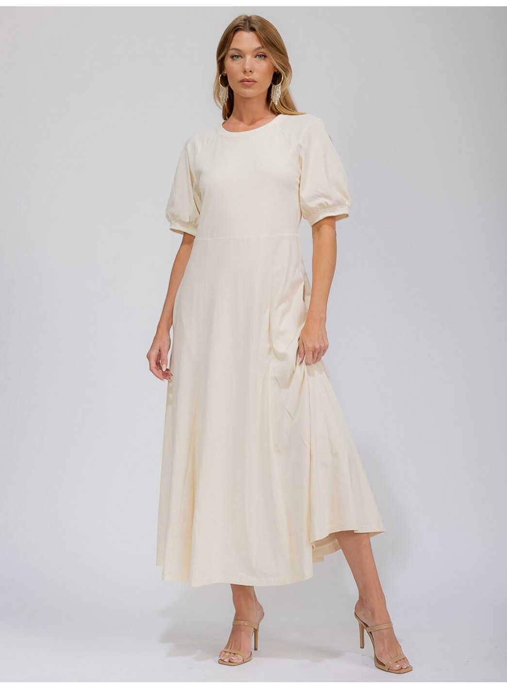 WOMEN'S SHORT SLEEVE FRONT POCKETS SOLID MAXI DRESS WOMEN'S SHORT SLEEVE FRONT POCKETS SOLID MAXI DRESS