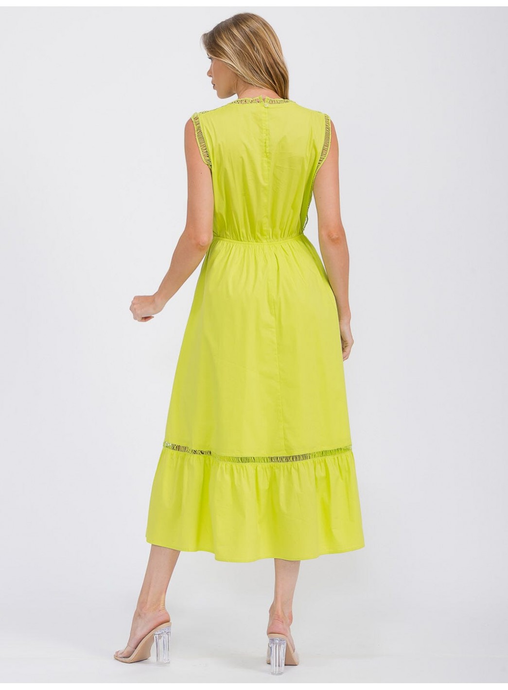 WOMEN'S SLEEVELESS FRONT POCKETS ELASTIC WAIST TIERED MAXI DRESS WOMEN'S SLEEVELESS FRONT POCKETS ELASTIC WAIST TIERED MAXI DRESS