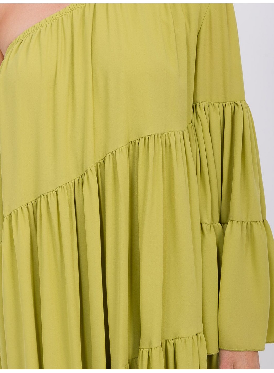 WOMEN'S ONE SHOLDER LONG SLEEVE POCKETS TIERED HIGH-LOW MIDI DRESS WOMEN'S ONE SHOLDER LONG SLEEVE POCKETS TIERED HIGH-LOW MIDI DRESS