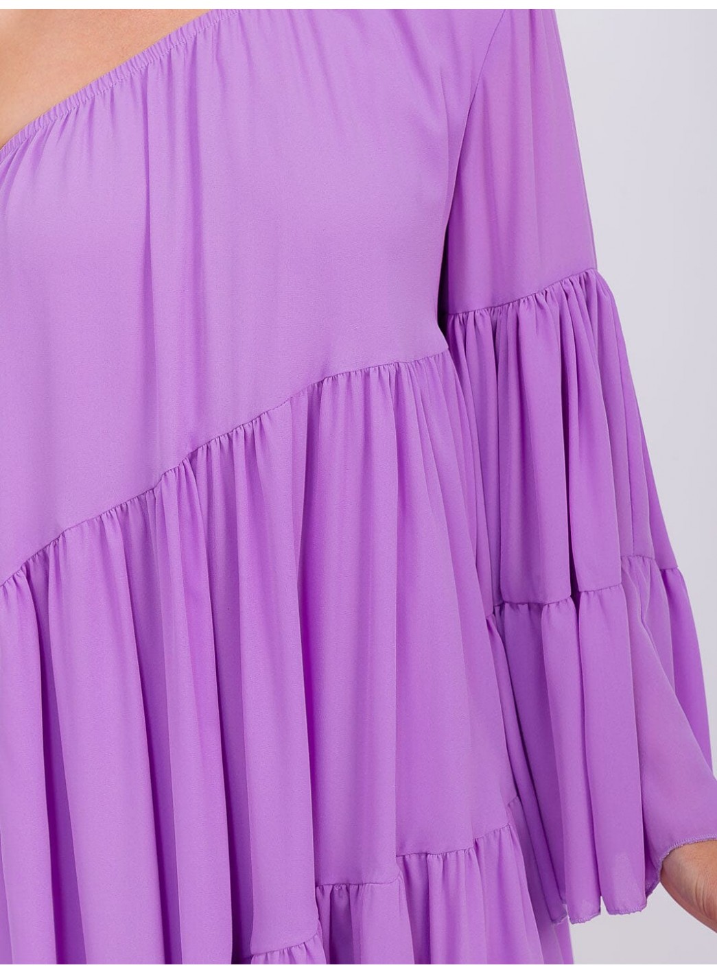 WOMEN'S ONE SHOLDER LONG SLEEVE POCKETS TIERED HIGH-LOW MIDI DRESS WOMEN'S ONE SHOLDER LONG SLEEVE POCKETS TIERED HIGH-LOW MIDI DRESS