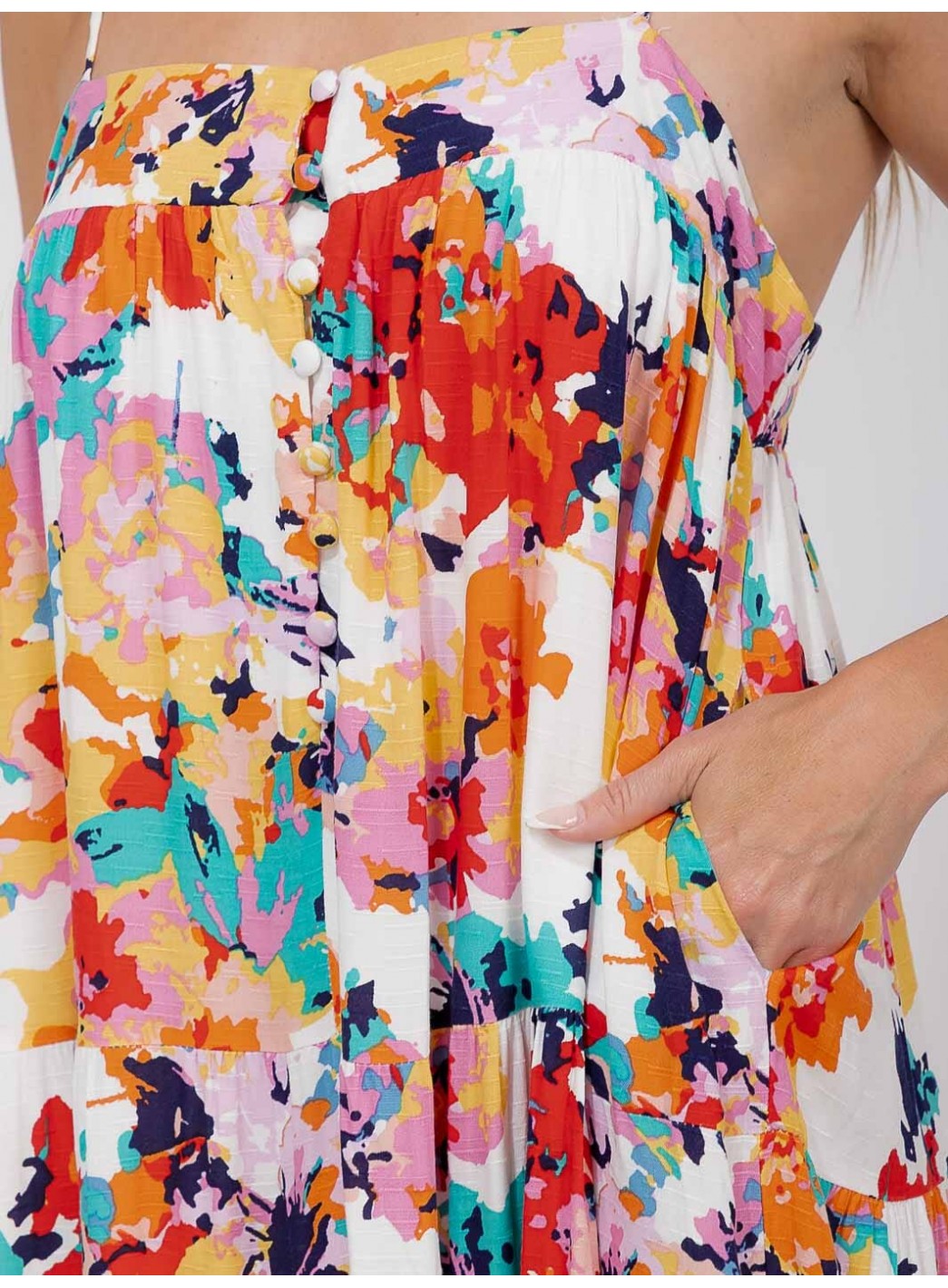 WOMEN'S SLEEVELESS POCKETS FLORAL MAXI DRESS WOMEN'S SLEEVELESS POCKETS FLORAL MAXI DRESS