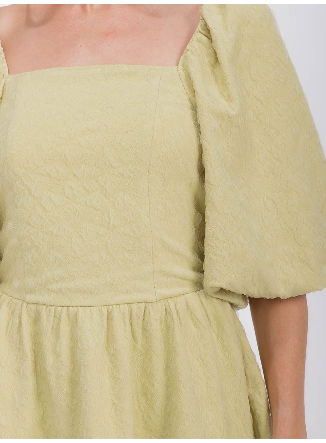 WOMEN'S SHORT PUFF SLEEVE SQUARE NECK SMOCK DETAILED TIERED MINI DRESS WOMEN'S SHORT PUFF SLEEVE SQUARE NECK SMOCK DETAILED TIERED MINI DRESS