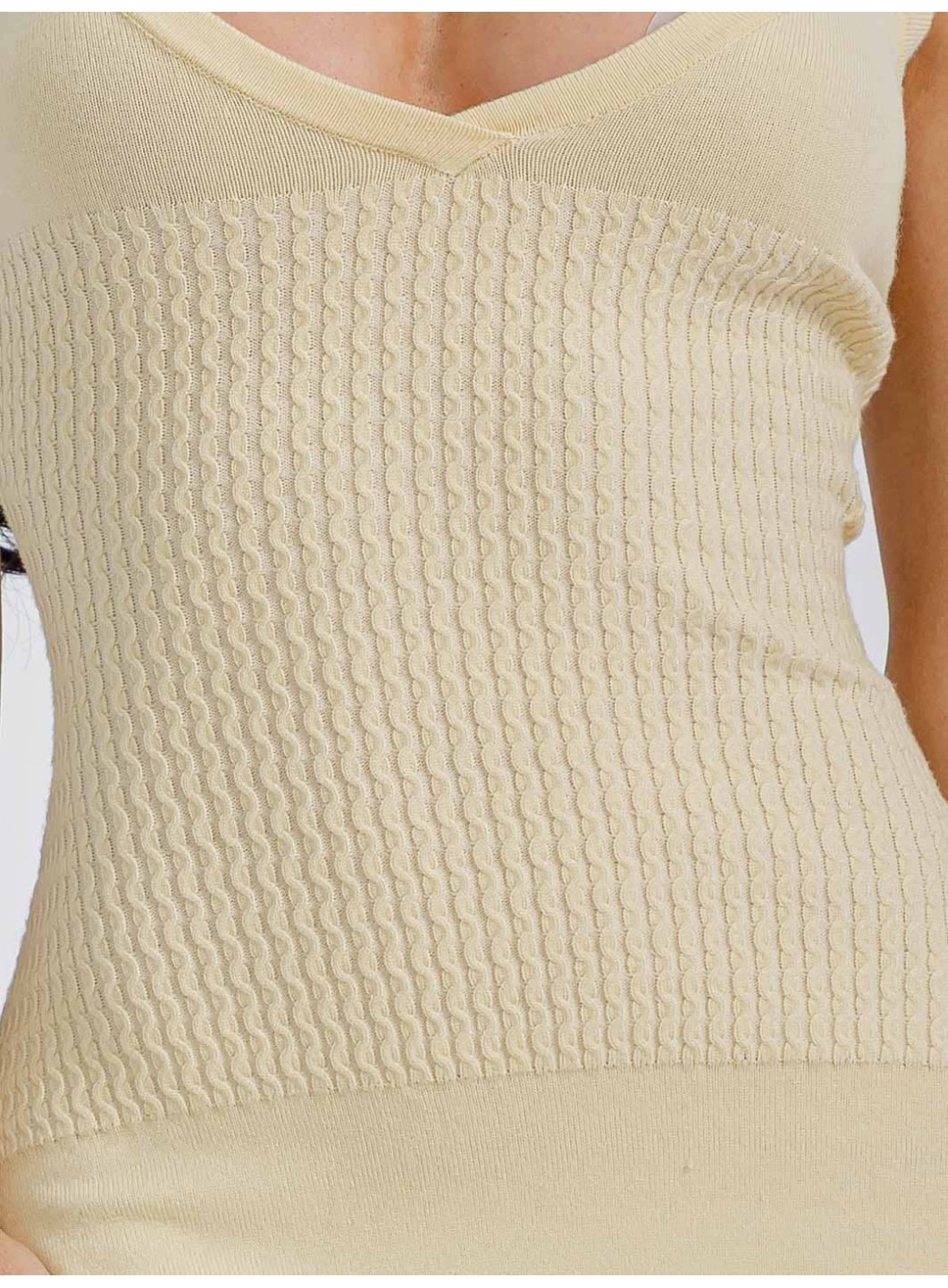 WOMEN'S SLEEVELESS V-NECK DETAILED BODYCON MINI DRESS WOMEN'S SLEEVELESS V-NECK DETAILED BODYCON MINI DRESS