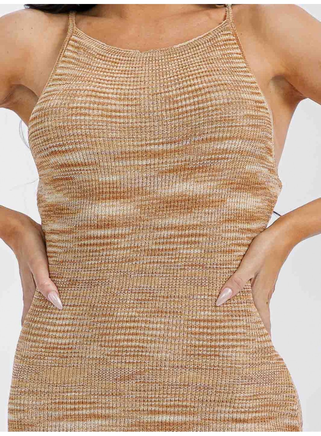 WOMEN'S SLEEVELESS COLORBLOCK BODYCON MIDI DRESS WOMEN'S SLEEVELESS COLORBLOCK BODYCON MIDI DRESS