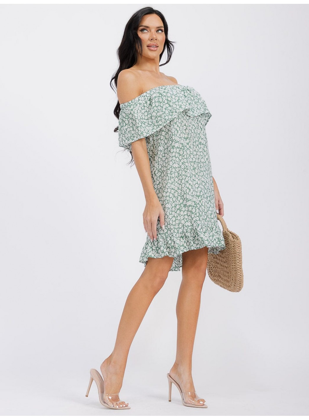 WOMEN'S SLEEVELESS OFF SHOULDER FLORAL MINI DRESS