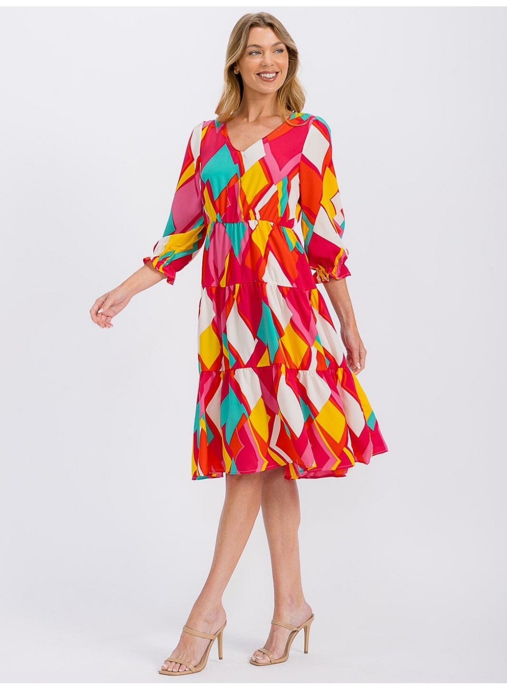 WOMEN'S 3/4 SLEEVE V-NECK ELASTIC WAIST ... WOMEN'S 3/4 SLEEVE V-NECK ELASTIC WAIST ...