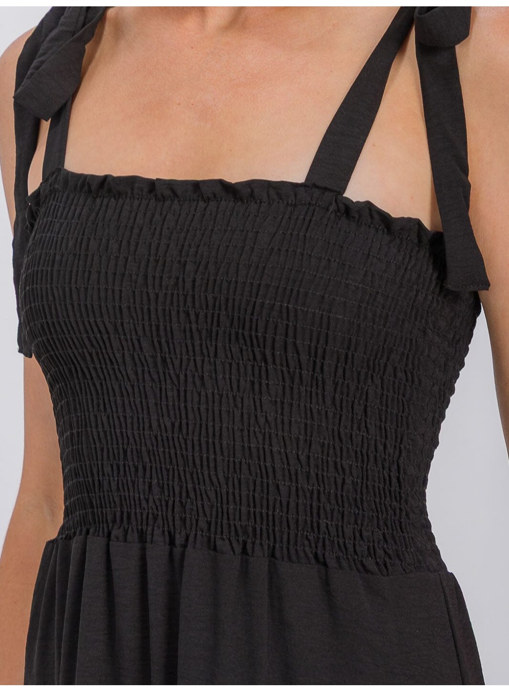 WOMEN'S SLEEVELESS ADJUSTABLE STRAPS SMOCK RUFFLE BOTTOM HEM MIDI DRESS WOMEN'S SLEEVELESS ADJUSTABLE STRAPS SMOCK RUFFLE BOTTOM HEM MIDI DRESS