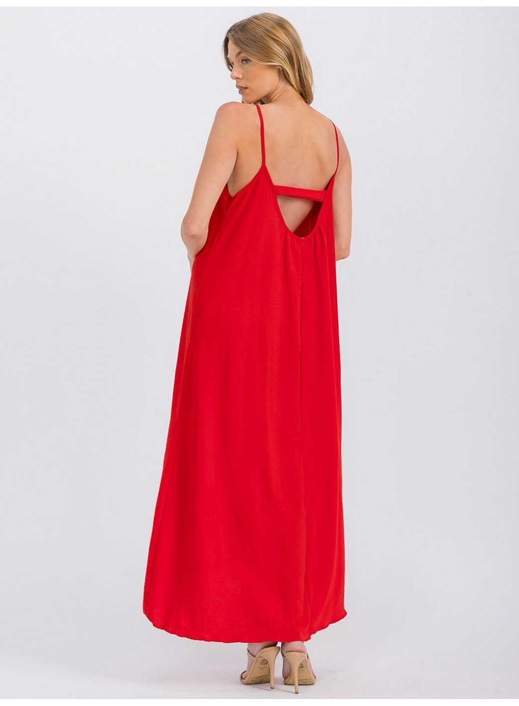 WOMEN'S SLEEVELESS OPEN BACK HIGH-LOW MAXI DRESS WOMEN'S SLEEVELESS OPEN BACK HIGH-LOW MAXI DRESS
