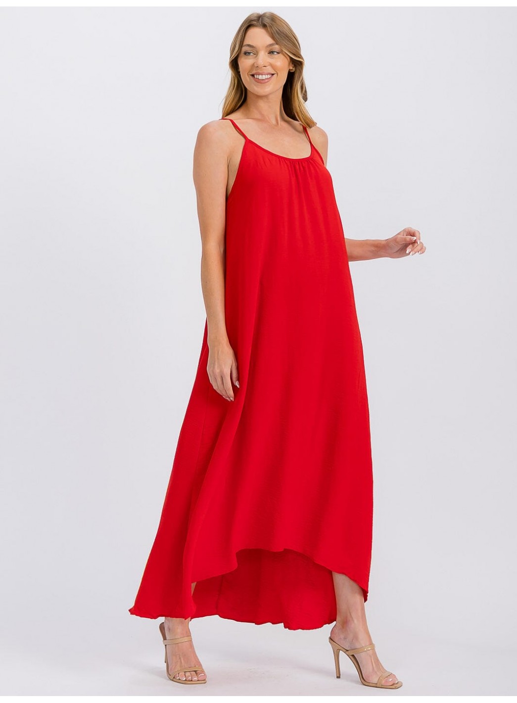WOMEN'S SLEEVELESS OPEN BACK HIGH-LOW MAXI DRESS WOMEN'S SLEEVELESS OPEN BACK HIGH-LOW MAXI DRESS