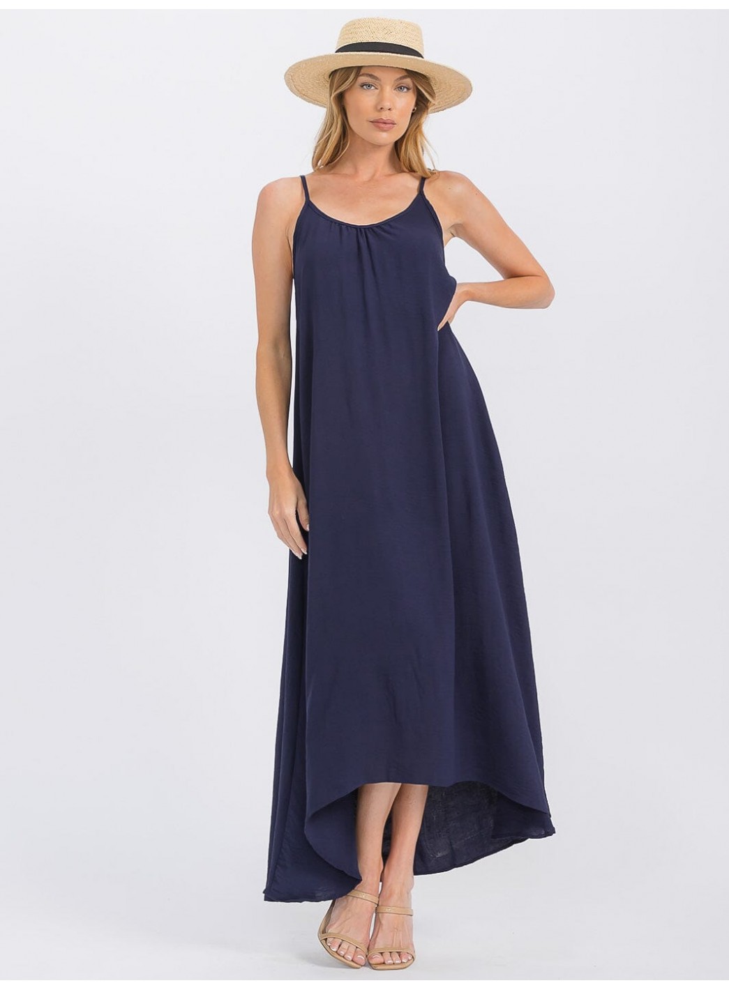 WOMEN'S SLEEVELESS OPEN BACK HIGH-LOW MAXI DRESS WOMEN'S SLEEVELESS OPEN BACK HIGH-LOW MAXI DRESS