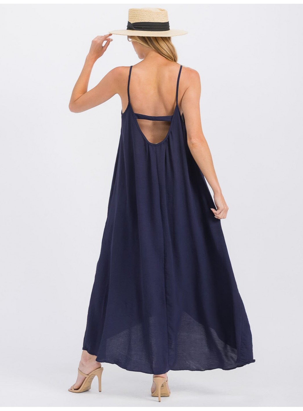 WOMEN'S SLEEVELESS OPEN BACK HIGH-LOW MAXI DRESS WOMEN'S SLEEVELESS OPEN BACK HIGH-LOW MAXI DRESS