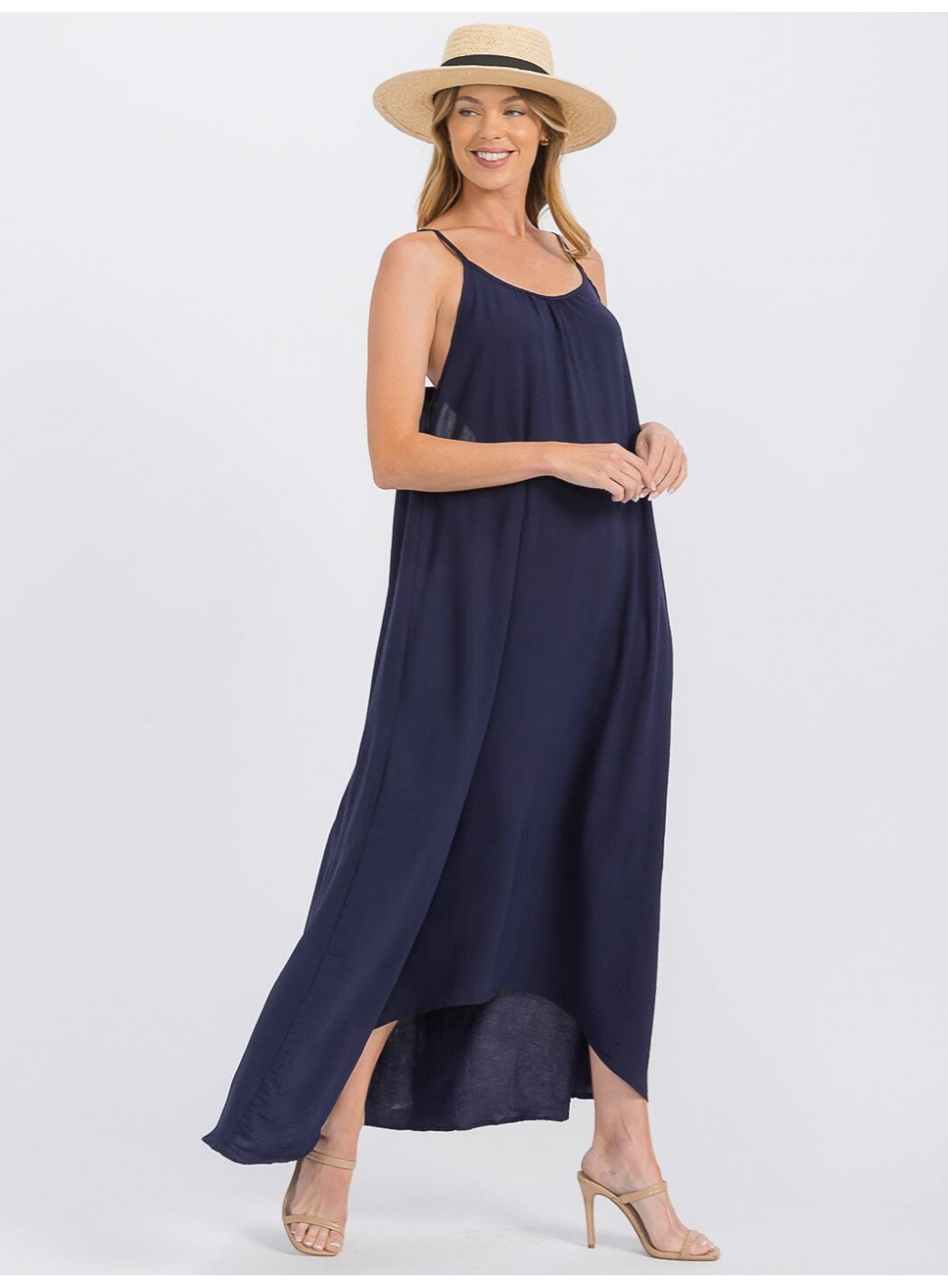 WOMEN'S SLEEVELESS OPEN BACK HIGH-LOW MAXI DRESS WOMEN'S SLEEVELESS OPEN BACK HIGH-LOW MAXI DRESS