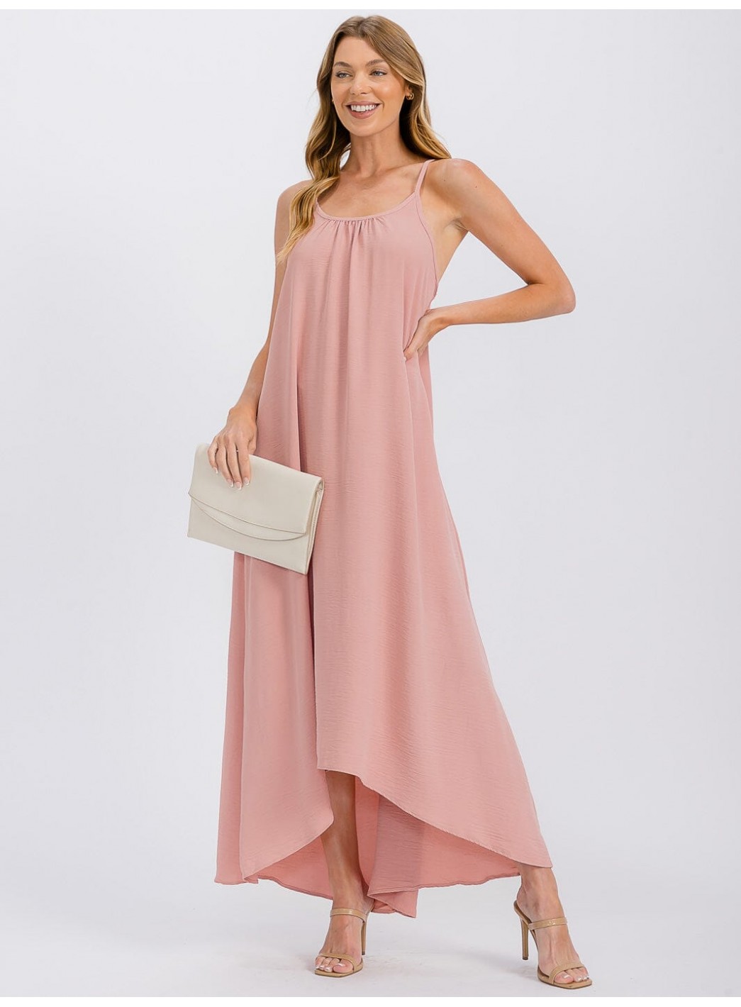 WOMEN'S SLEEVELESS OPEN BACK HIGH-LOW MAXI DRESS WOMEN'S SLEEVELESS OPEN BACK HIGH-LOW MAXI DRESS