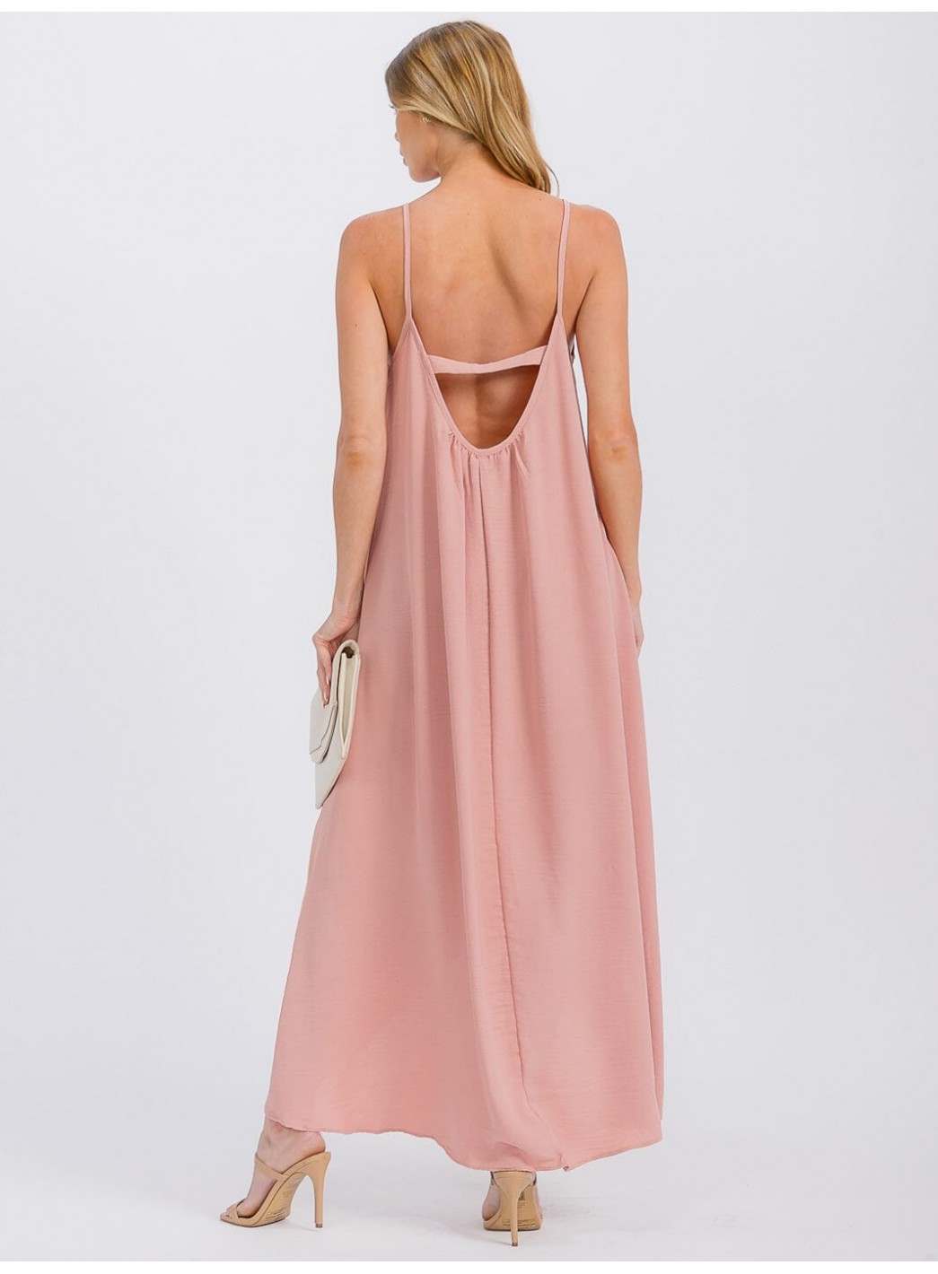 WOMEN'S SLEEVELESS OPEN BACK HIGH-LOW MAXI DRESS WOMEN'S SLEEVELESS OPEN BACK HIGH-LOW MAXI DRESS