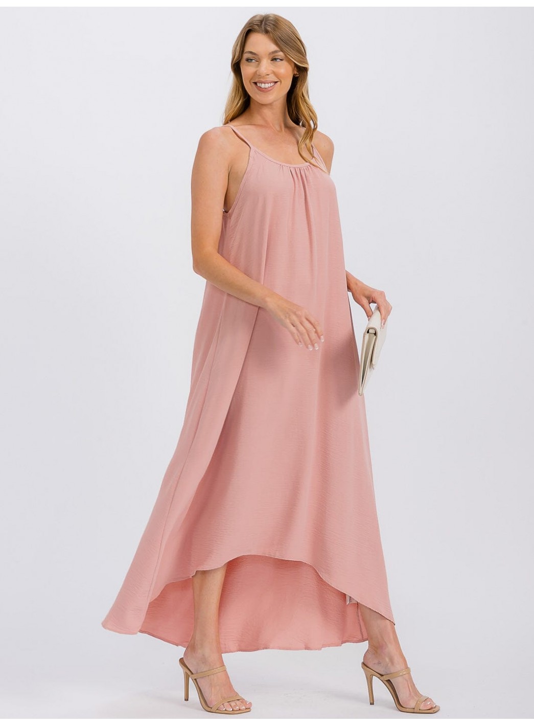 WOMEN'S SLEEVELESS OPEN BACK HIGH-LOW MAXI DRESS WOMEN'S SLEEVELESS OPEN BACK HIGH-LOW MAXI DRESS