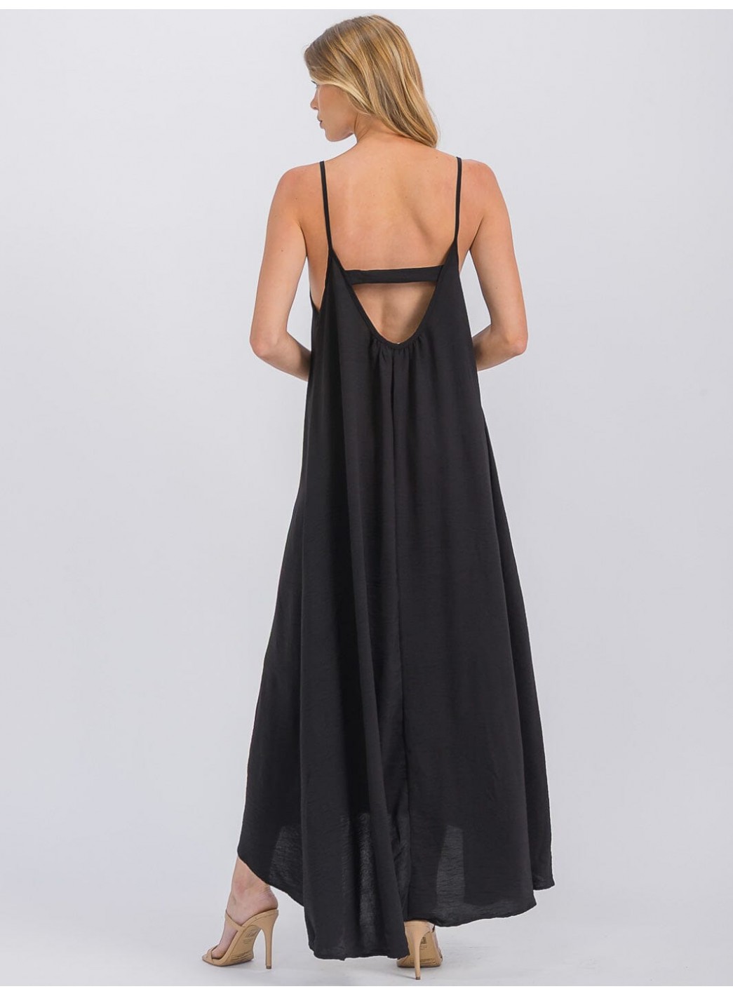WOMEN'S SLEEVELESS OPEN BACK HIGH-LOW MAXI DRESS WOMEN'S SLEEVELESS OPEN BACK HIGH-LOW MAXI DRESS