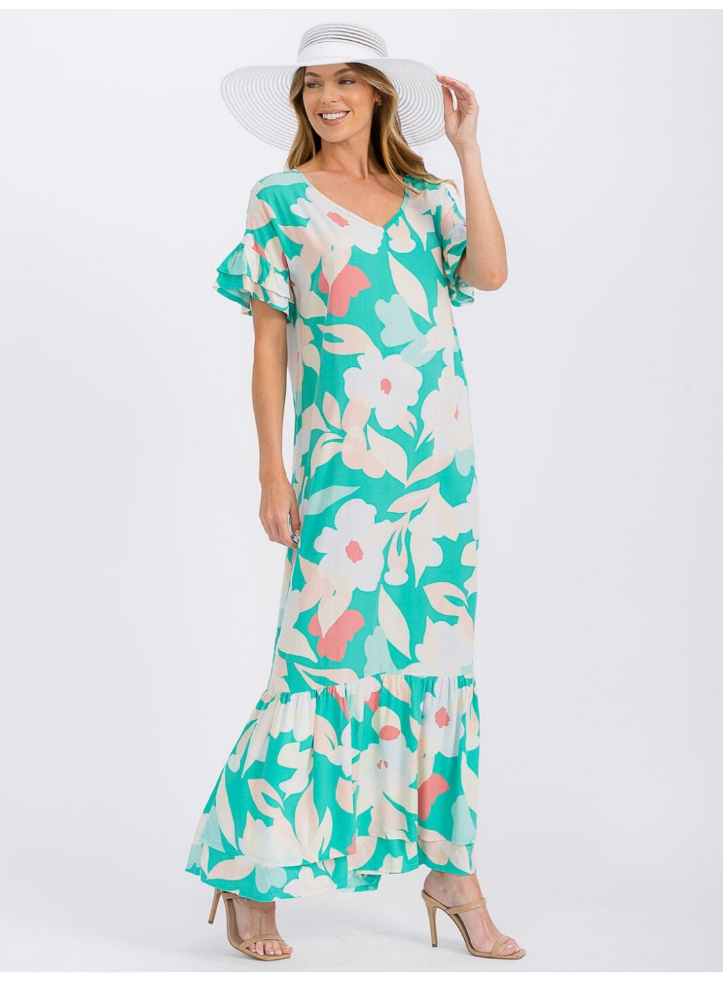 WOMEN'S SHORT SLEEVE V-NECK LOOSE FIT FL... WOMEN'S SHORT SLEEVE V-NECK LOOSE FIT FL...