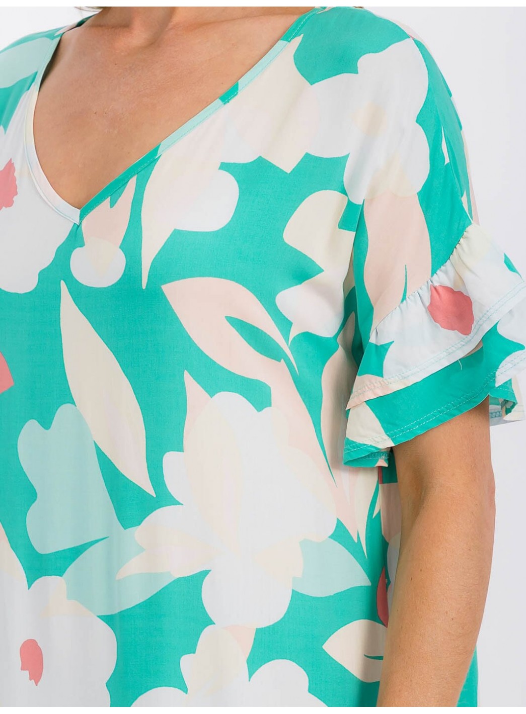 WOMEN'S SHORT SLEEVE V-NECK LOOSE FIT FLORAL MAXI DRESS WOMEN'S SHORT SLEEVE V-NECK LOOSE FIT FLORAL MAXI DRESS