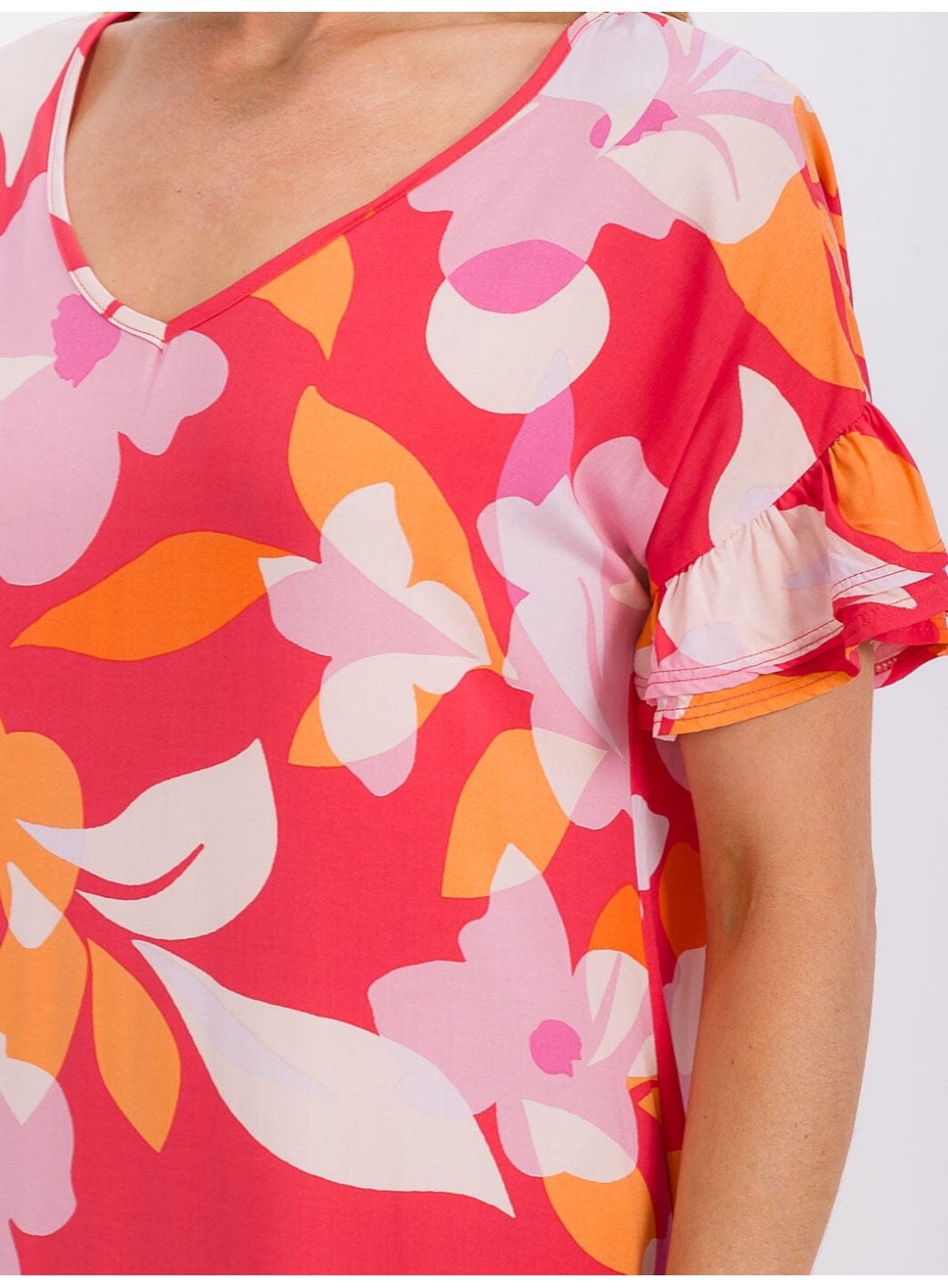 WOMEN'S SHORT SLEEVE V-NECK LOOSE FIT FLORAL MAXI DRESS WOMEN'S SHORT SLEEVE V-NECK LOOSE FIT FLORAL MAXI DRESS