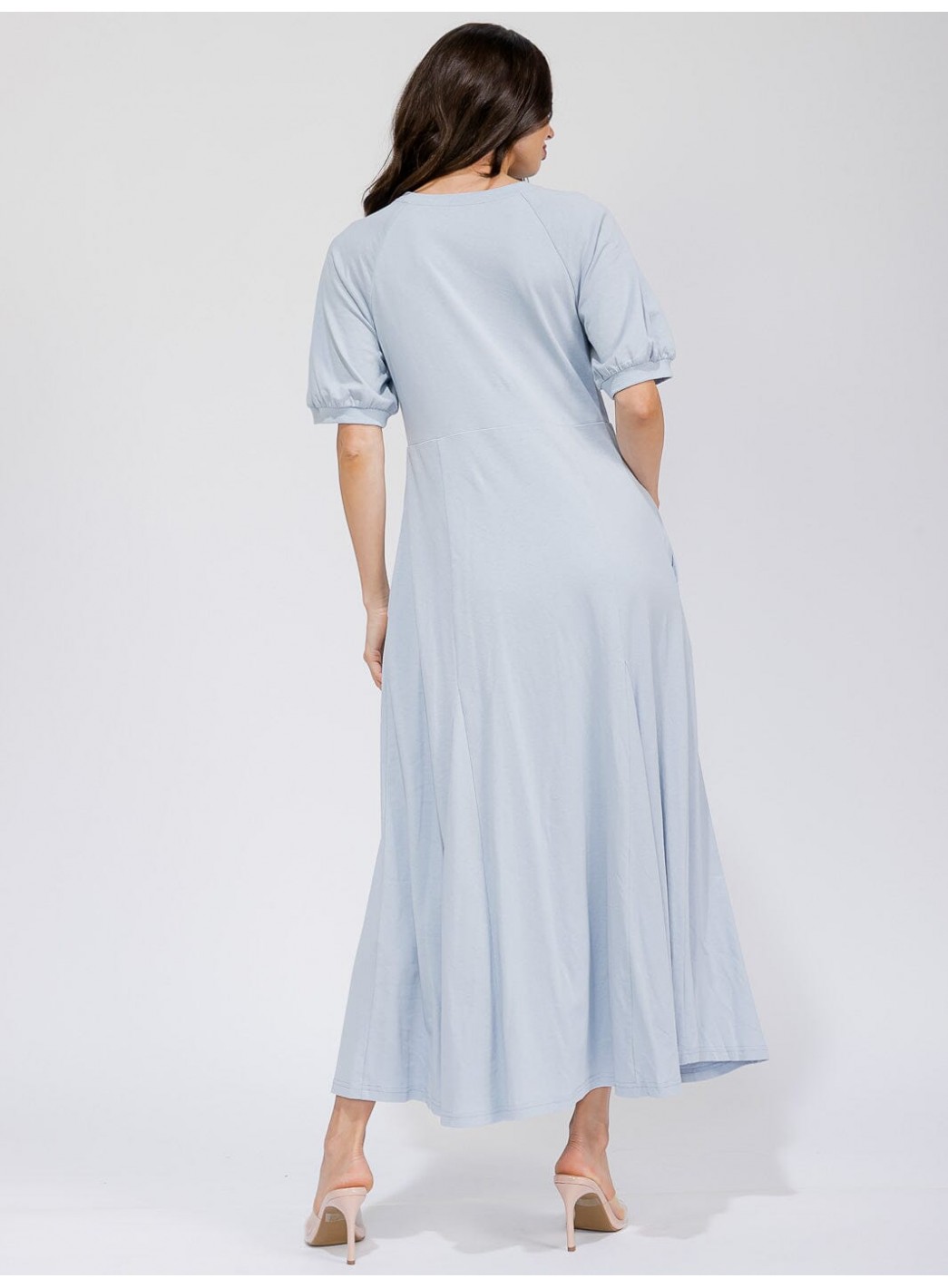 WOMEN'S SHORT SLEEVE FRONT POCKETS SOLID MAXI DRESS WOMEN'S SHORT SLEEVE FRONT POCKETS SOLID MAXI DRESS