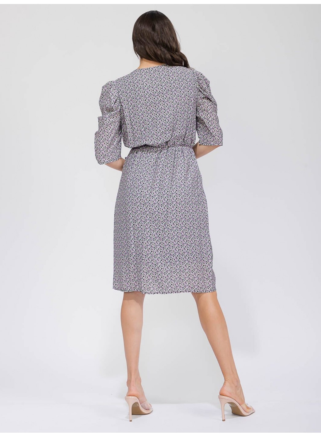 WOMEN'S SHORT SLEEVE SURPLICE SELF TIE FLORAL MIDI DRESS WOMEN'S SHORT SLEEVE SURPLICE SELF TIE FLORAL MIDI DRESS