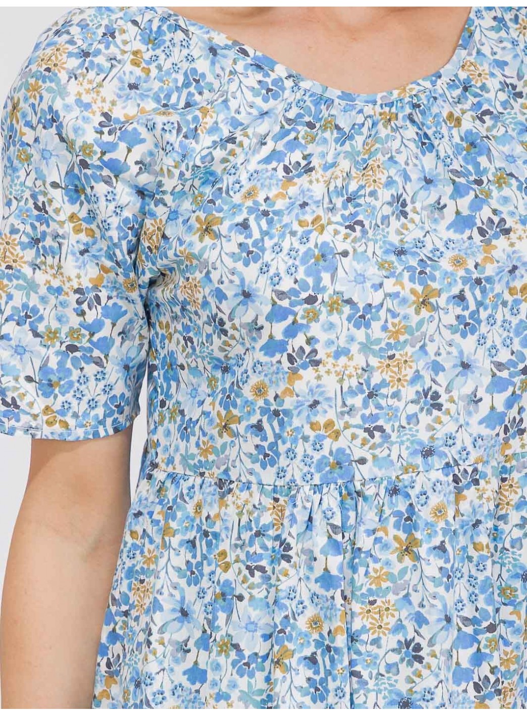 WOMEN'S SHORT SLEEVE V-NECK POCKETS TIERED FLORAL MAXI DRESS WOMEN'S SHORT SLEEVE V-NECK POCKETS TIERED FLORAL MAXI DRESS