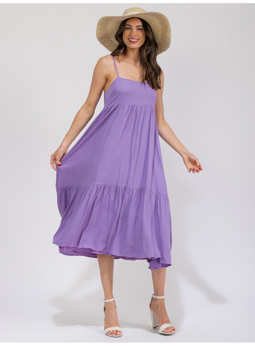 WOMEN'S SLEEVELESS TIERED LOOSE FIT MIDI... WOMEN'S SLEEVELESS TIERED LOOSE FIT MIDI...