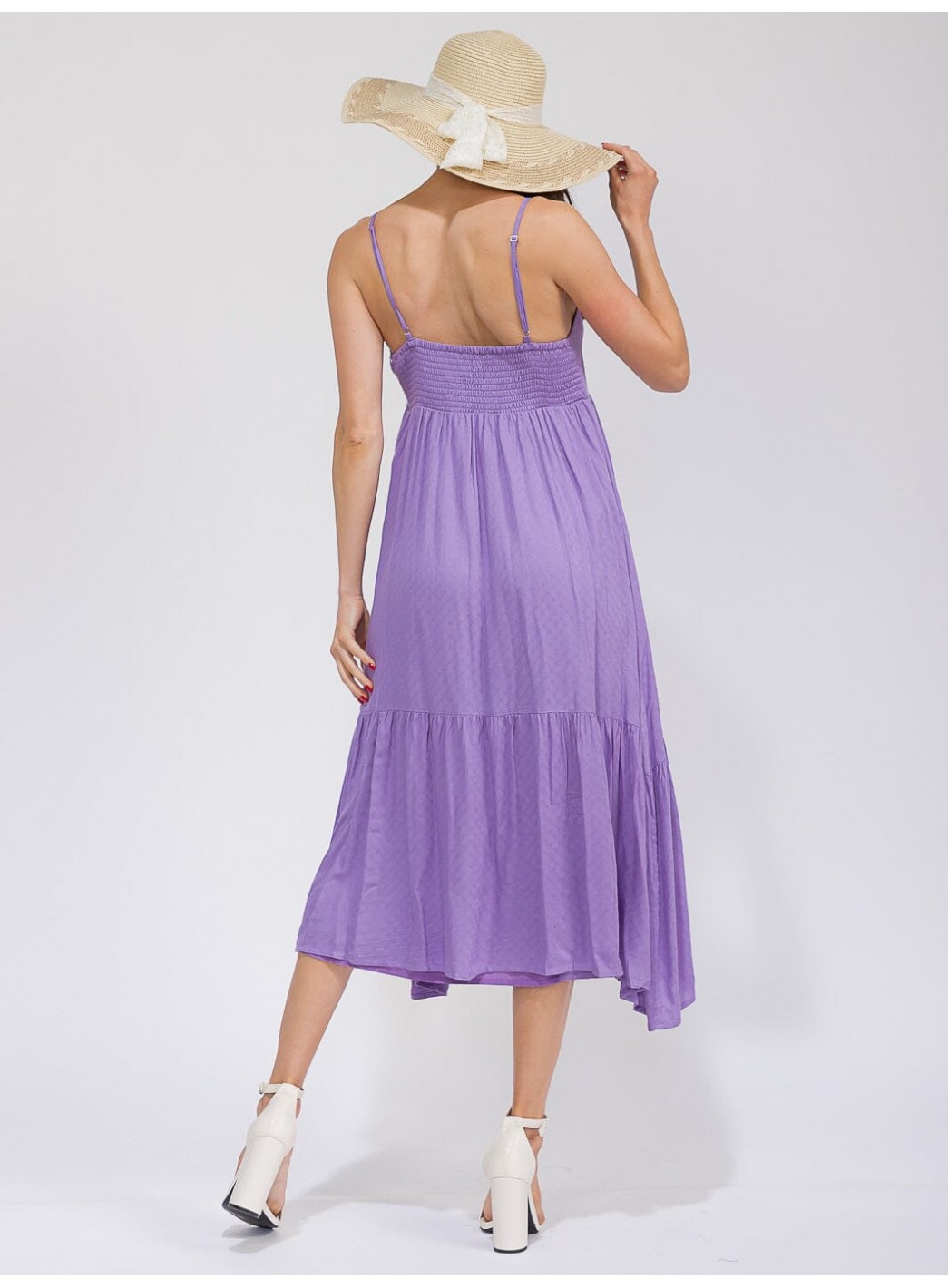 WOMEN'S SLEEVELESS TIERED LOOSE FIT MIDI DRESS WOMEN'S SLEEVELESS TIERED LOOSE FIT MIDI DRESS