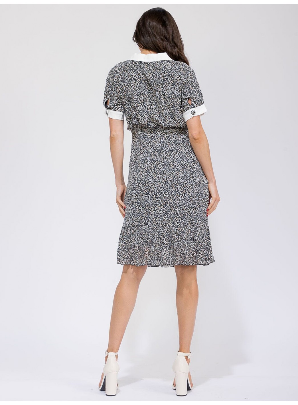 WOMEN'S SHORT SLEEVE BUTTON UP COLORBLOCK FLORAL MIDI DRESS WOMEN'S SHORT SLEEVE BUTTON UP COLORBLOCK FLORAL MIDI DRESS