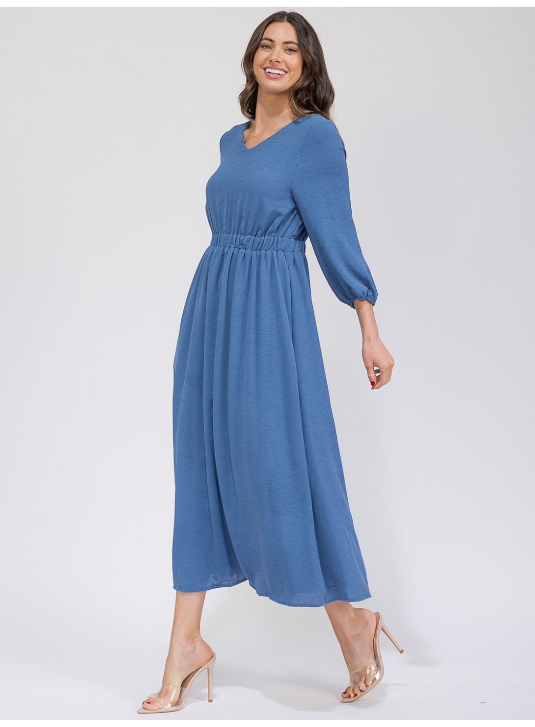 WOMEN'S 3/4 SLEEVES V-NECK ELASTIC WAIST... WOMEN'S 3/4 SLEEVES V-NECK ELASTIC WAIST...