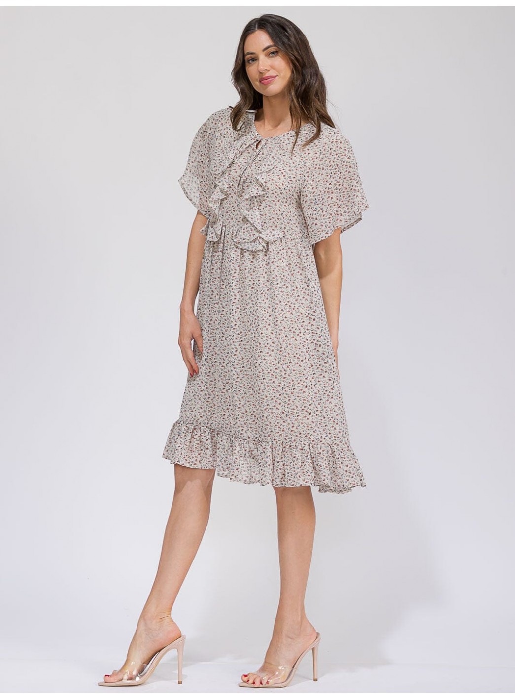 WOMEN'S SHORT SLEEVE FRONT POCKETS V-NEC...