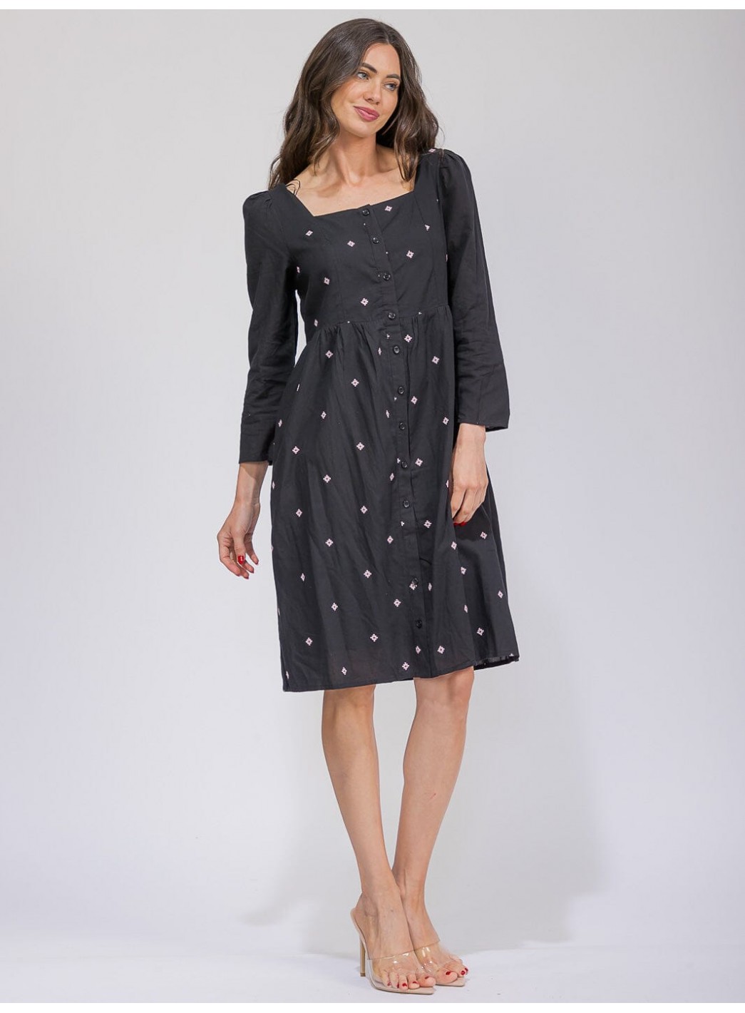 WOMEN'S LONG SLEEVE SQUARE NECK SMOCK FL... WOMEN'S LONG SLEEVE SQUARE NECK SMOCK FL...