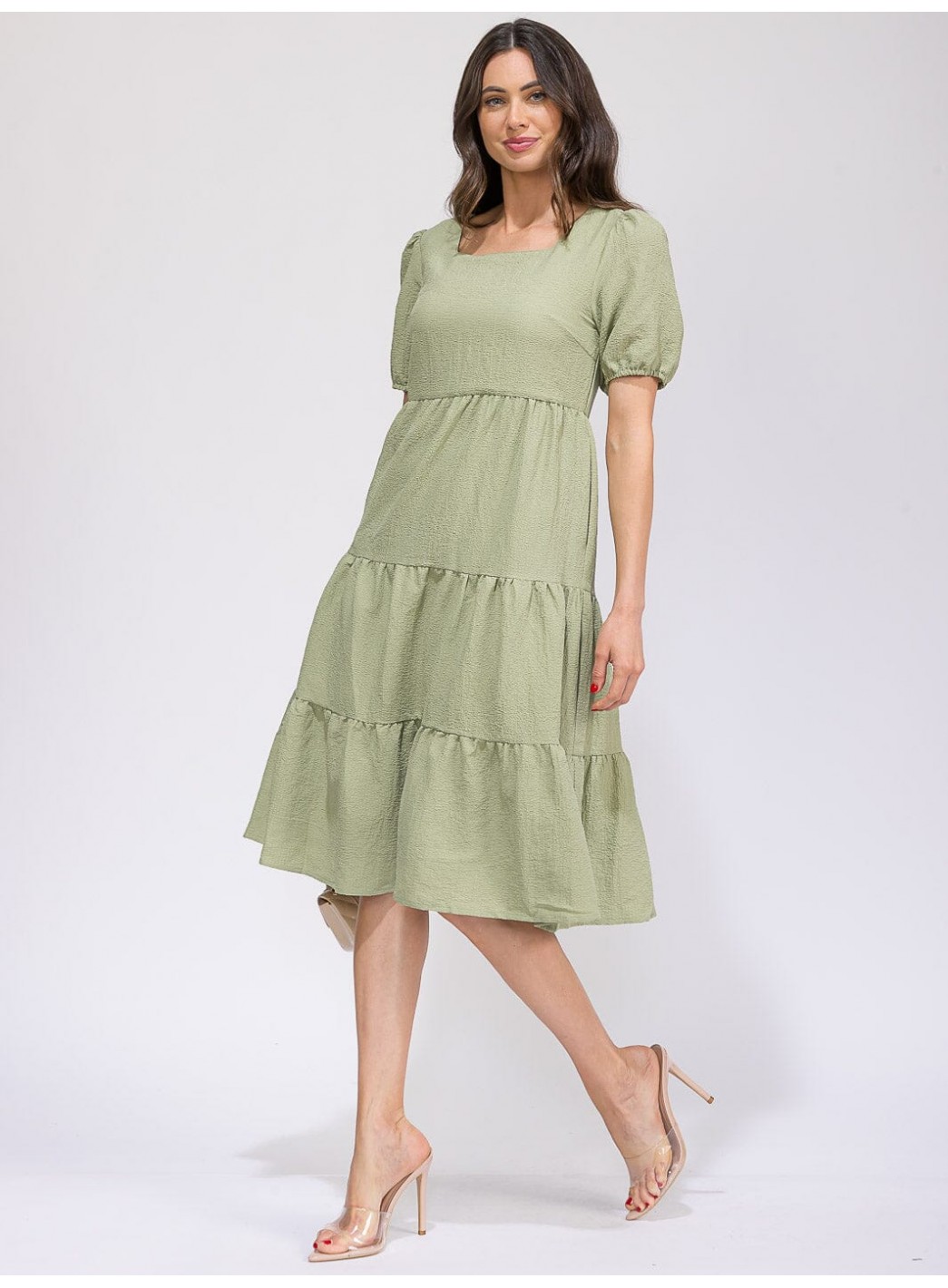 WOMEN'S SHORT SLEEVE SQUARE NECK FRONT P... WOMEN'S SHORT SLEEVE SQUARE NECK FRONT P...