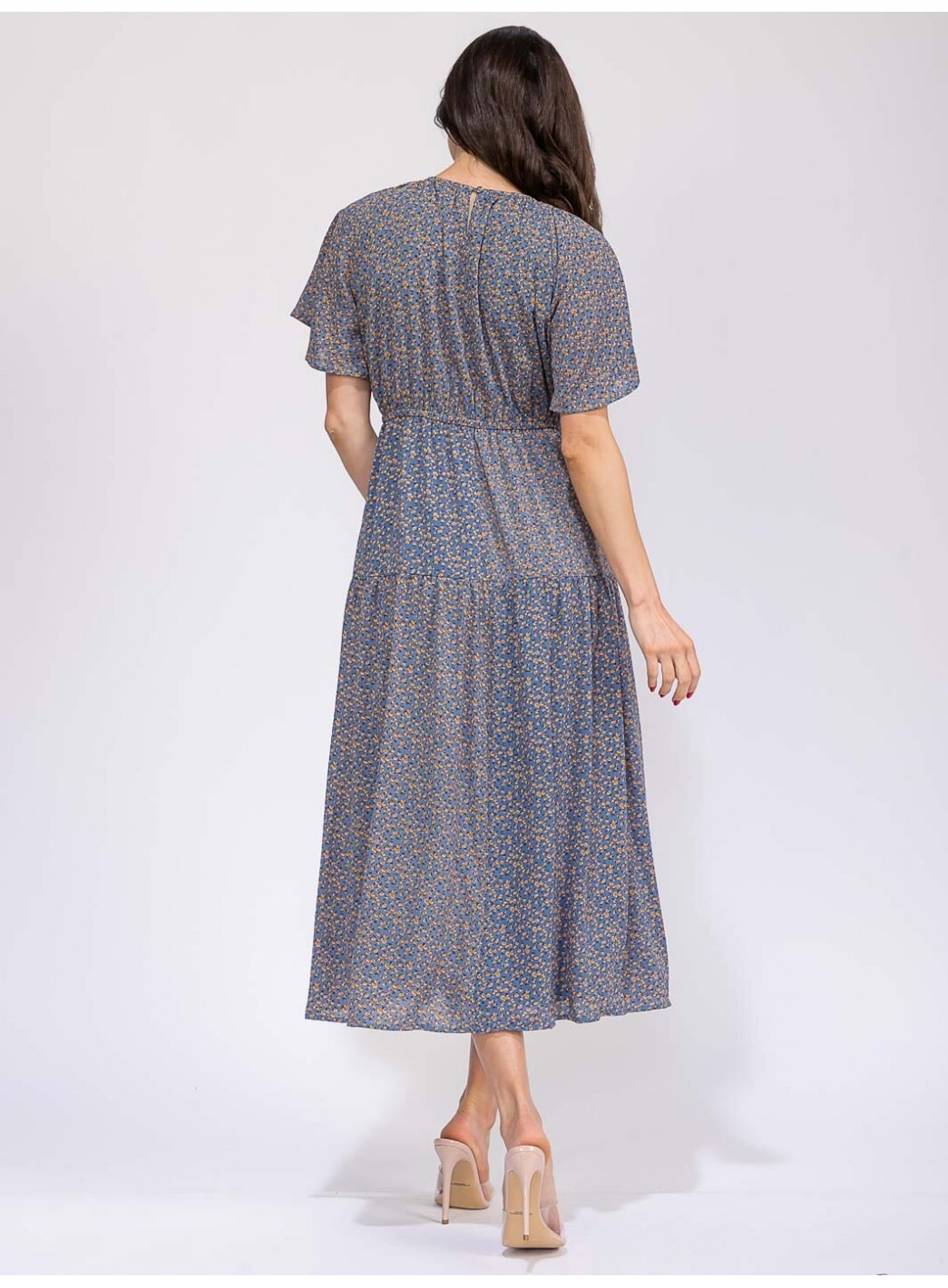 WOMEN'S SHORT SLEEVE ELASTIC WAIST FRONT POCKET FLORAL MAXI DRESS WOMEN'S SHORT SLEEVE ELASTIC WAIST FRONT POCKET FLORAL MAXI DRESS