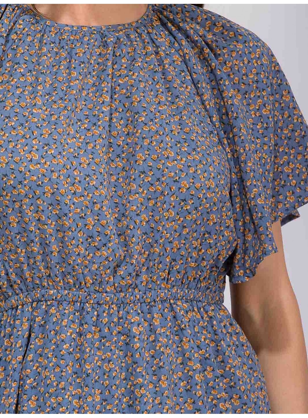 WOMEN'S SHORT SLEEVE ELASTIC WAIST FRONT POCKET FLORAL MAXI DRESS WOMEN'S SHORT SLEEVE ELASTIC WAIST FRONT POCKET FLORAL MAXI DRESS