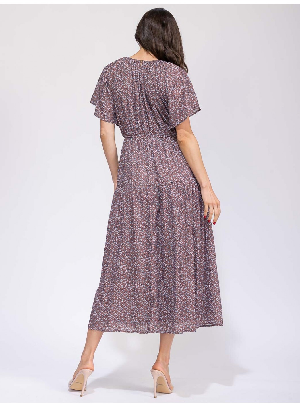 WOMEN'S SHORT SLEEVE ELASTIC WAIST FRONT POCKET FLORAL MAXI DRESS WOMEN'S SHORT SLEEVE ELASTIC WAIST FRONT POCKET FLORAL MAXI DRESS