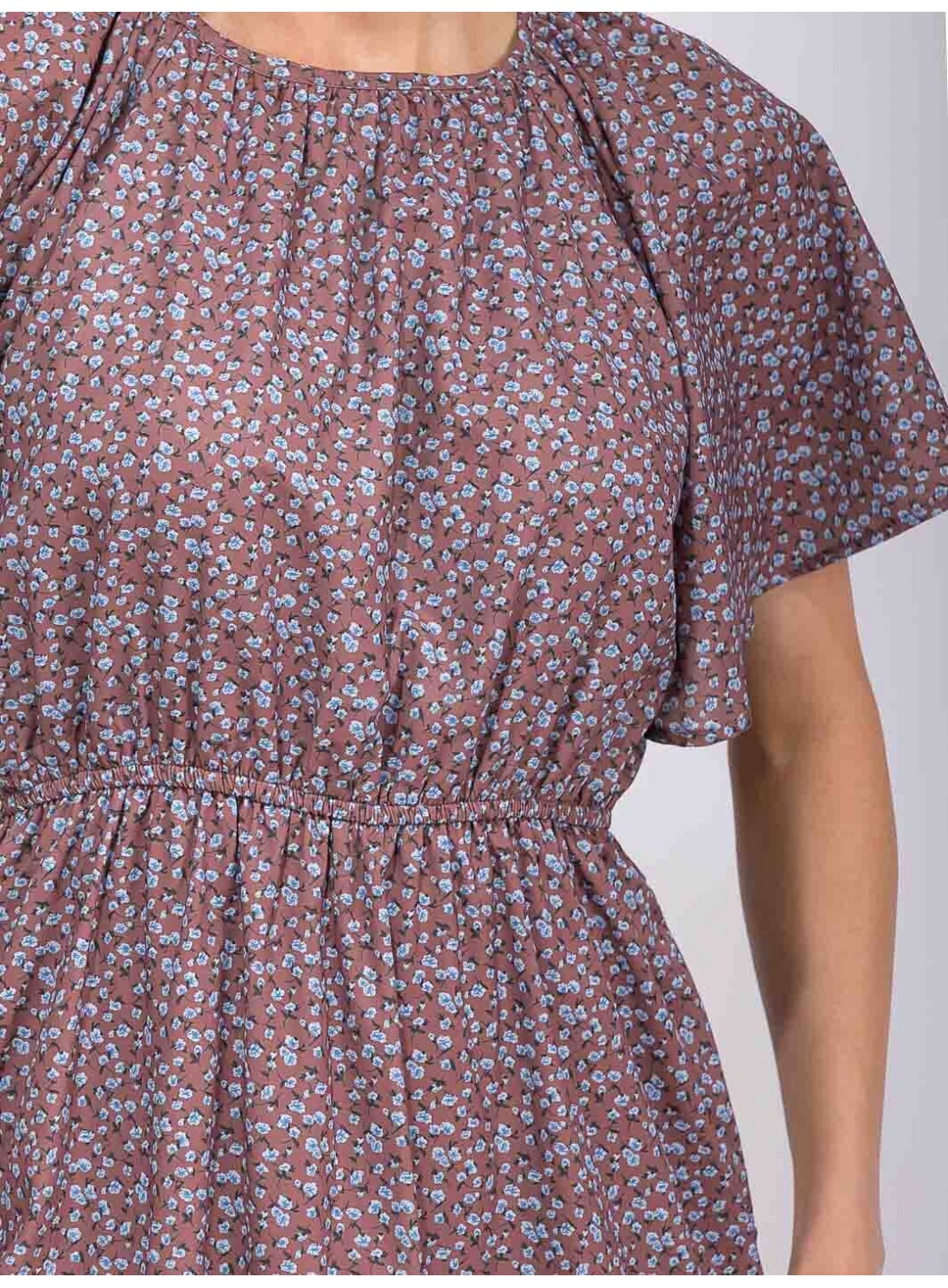 WOMEN'S SHORT SLEEVE ELASTIC WAIST FRONT POCKET FLORAL MAXI DRESS WOMEN'S SHORT SLEEVE ELASTIC WAIST FRONT POCKET FLORAL MAXI DRESS