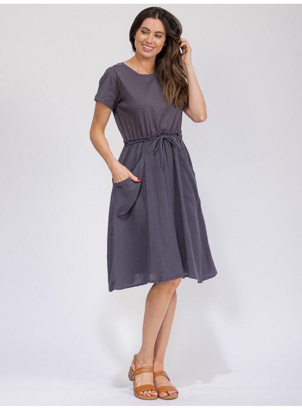 WOMEN'S SHORT SLEEVE ELASTIC WAIST FRONT... WOMEN'S SHORT SLEEVE ELASTIC WAIST FRONT...