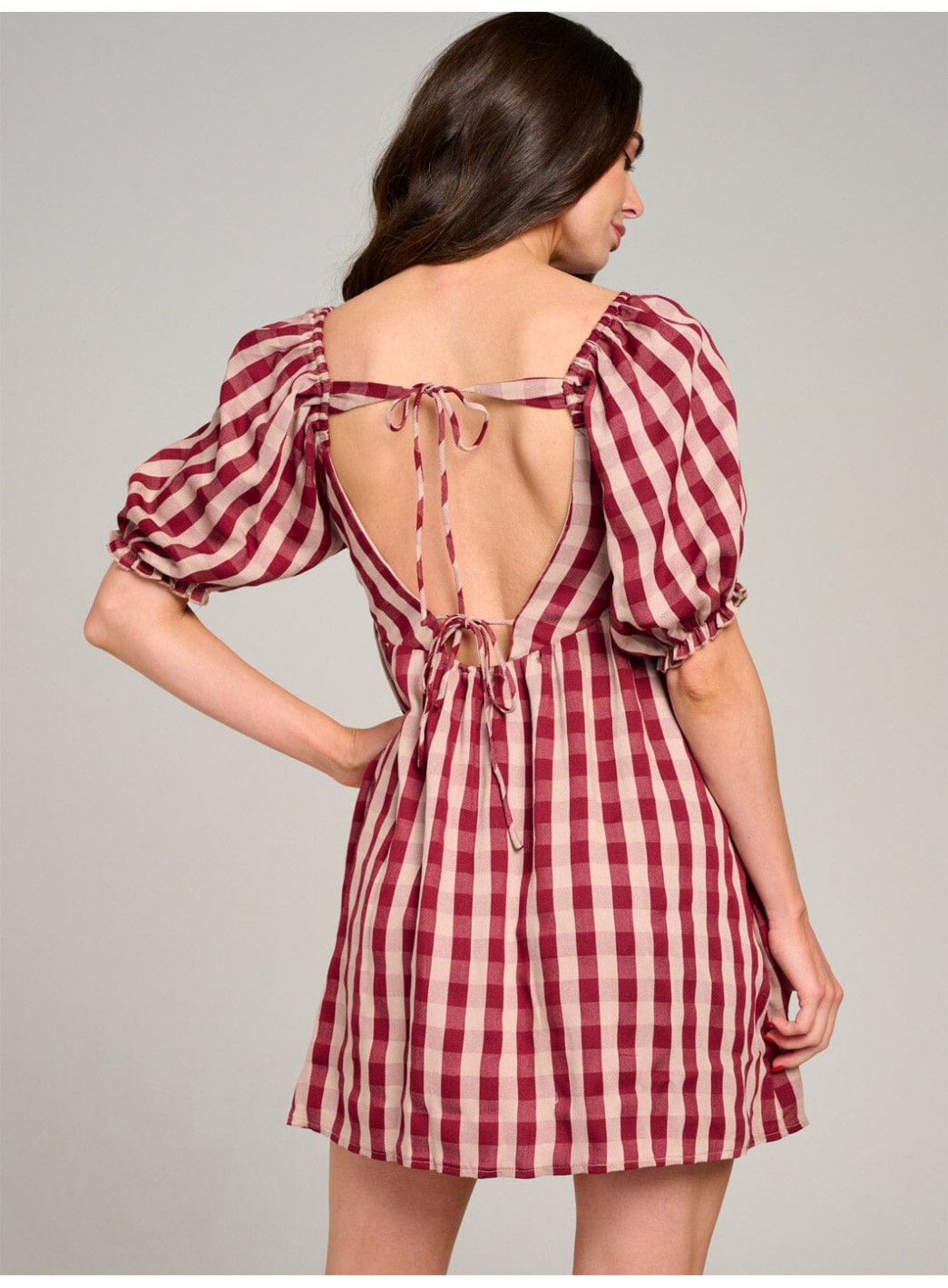 WOMEN'S SHORT PUFF SLEEVE OPEN BACK COLORBLOCK STRIPES MINI DRESS WOMEN'S SHORT PUFF SLEEVE OPEN BACK COLORBLOCK STRIPES MINI DRESS