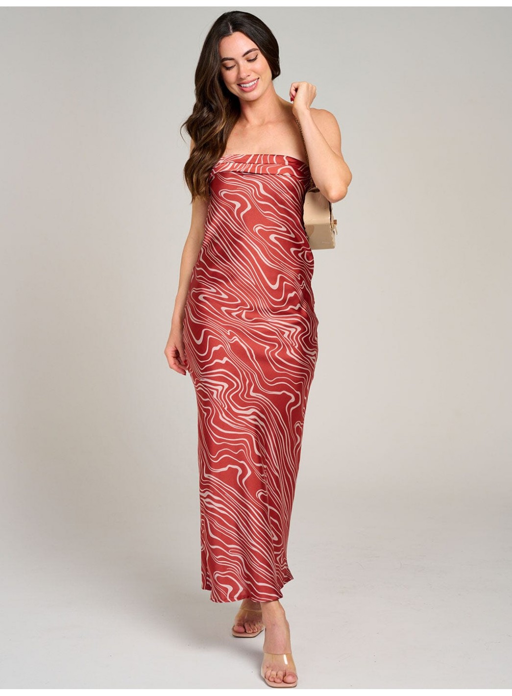 WOMEN'S SLEEVELESS OPEN BACK PRINTED TUBE MAXI DRESS WOMEN'S SLEEVELESS OPEN BACK PRINTED TUBE MAXI DRESS
