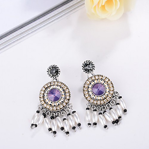 Clip-On Big Crystal Square Earrings - Sparkly Glass Rhinestone, Silver Plated