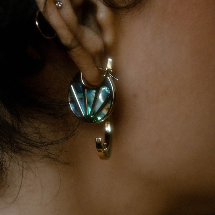 Moonage Abalone Hoop Earrings