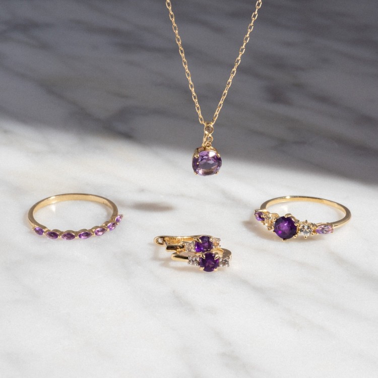 Solid Gold 2025 February Capsule Classic Amethyst Hugger Earrings